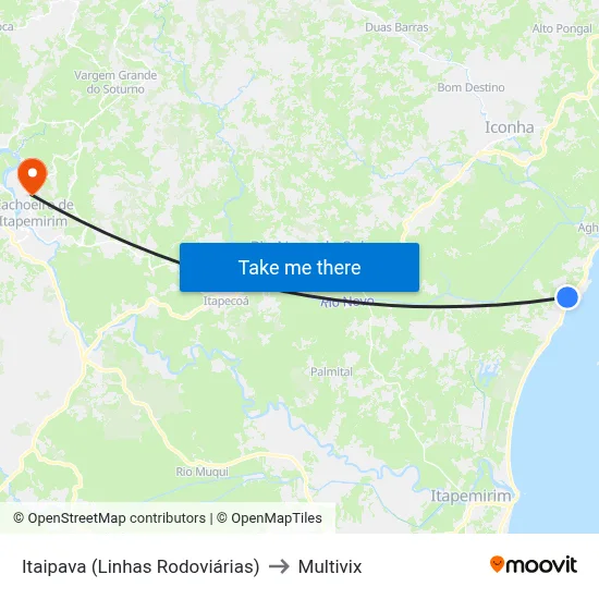 Itaipava (Linhas Rodoviárias) to Multivix map