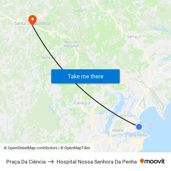 Praça Da Ciência to Hospital Nossa Senhora Da Penha map