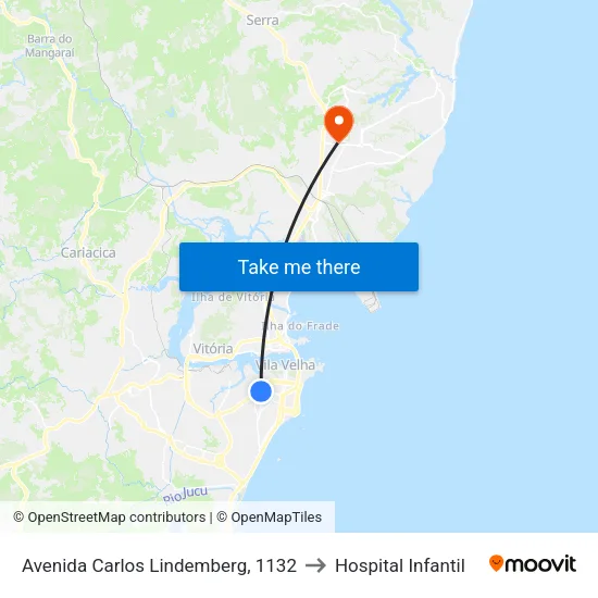 Avenida Carlos Lindemberg, 1132 to Hospital Infantil map