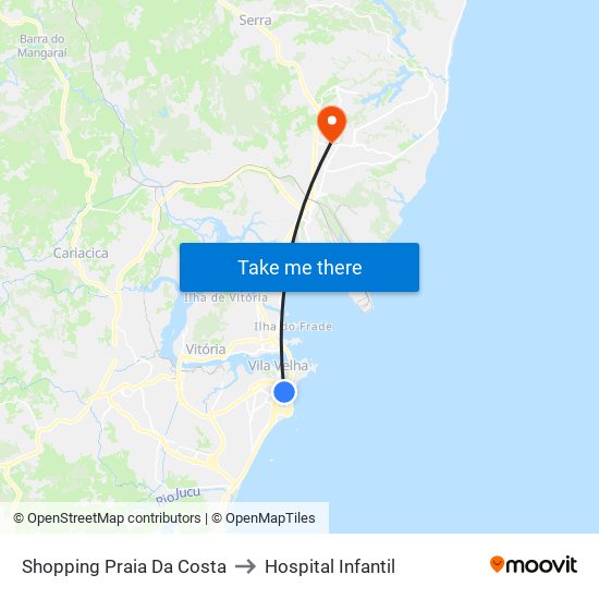 Shopping Praia Da Costa to Hospital Infantil map