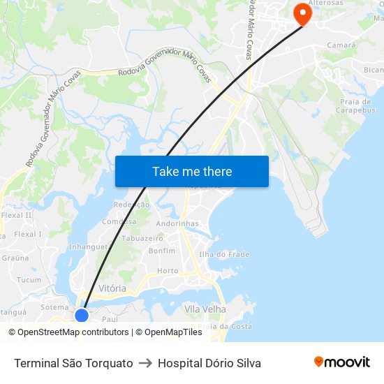 Terminal São Torquato to Hospital Dório Silva map