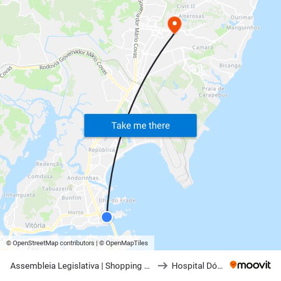 Assembleia Legislativa | Shopping Vitória (Transcol) to Hospital Dório Silva map