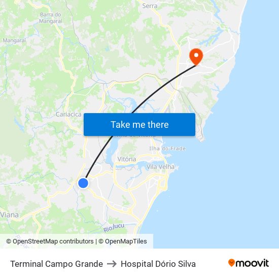 Terminal Campo Grande to Hospital Dório Silva map