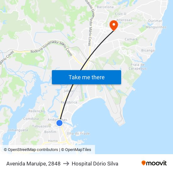 Avenida Maruípe, 2848 to Hospital Dório Silva map