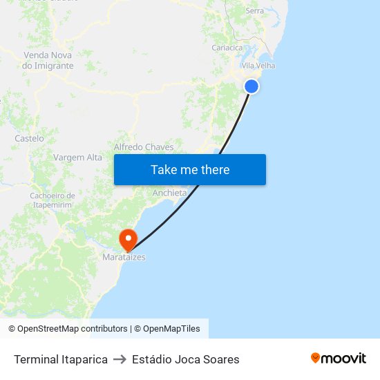 Terminal Itaparica to Estádio Joca Soares map