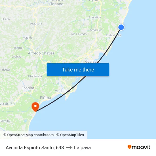 Avenida Espírito Santo, 698 to Itaipava map
