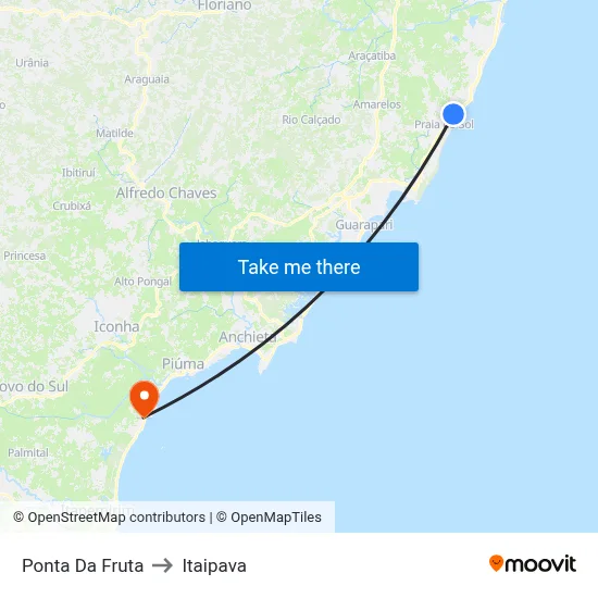 Ponta Da Fruta to Itaipava map