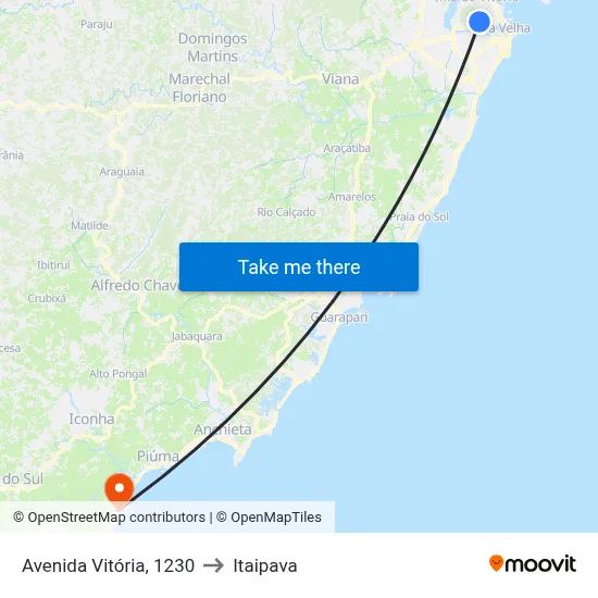 Avenida Vitória, 1230 to Itaipava map