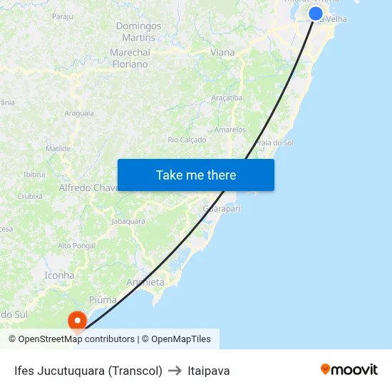 Ifes Jucutuquara (Transcol) to Itaipava map