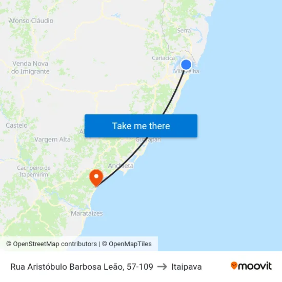 Rua Aristóbulo Barbosa Leão, 57-109 to Itaipava map