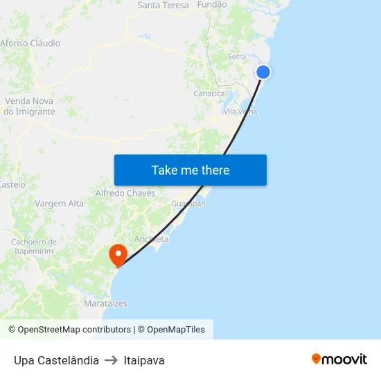 Upa Castelândia to Itaipava map