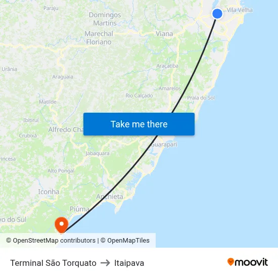 Terminal São Torquato to Itaipava map