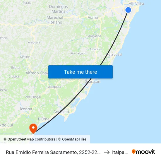 Rua Emídio Ferreira Sacramento, 2252-2272 to Itaipava map