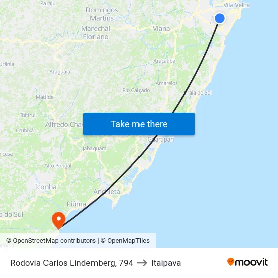 Rodovia Carlos Lindemberg, 794 to Itaipava map