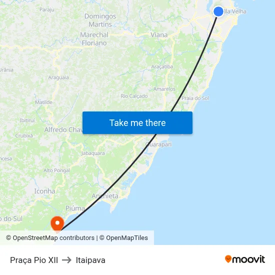 Praça Pio XII to Itaipava map