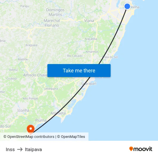 Inss to Itaipava map