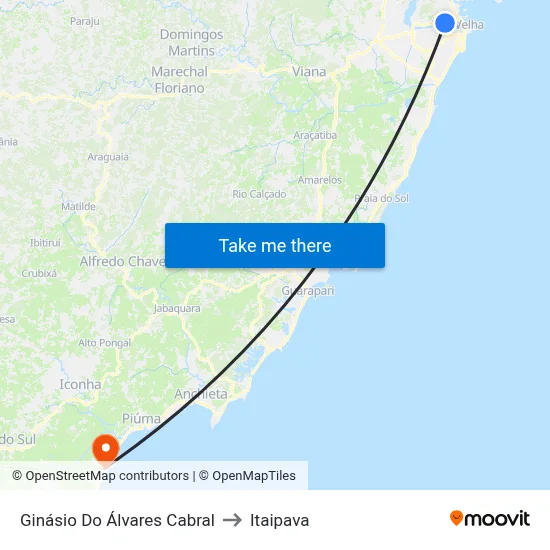 Ginásio Do Álvares Cabral to Itaipava map