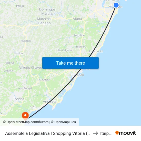 Assembleia Legislativa | Shopping Vitória (Transcol) to Itaipava map