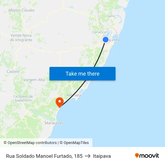 Rua Soldado Manoel Furtado, 185 to Itaipava map