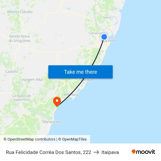 Rua Felicidade Corrêa Dos Santos, 222 to Itaipava map