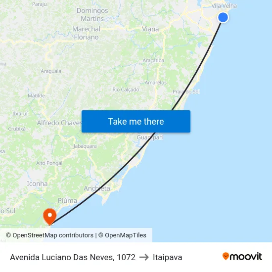 Avenida Luciano Das Neves, 1072 to Itaipava map