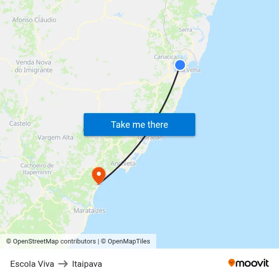 Escola Viva to Itaipava map