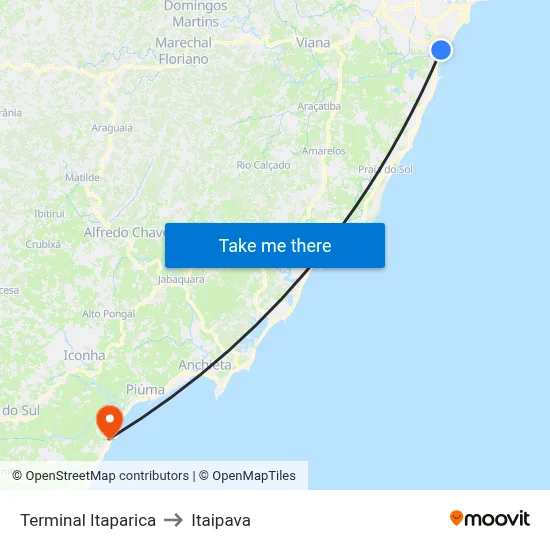 Terminal Itaparica to Itaipava map
