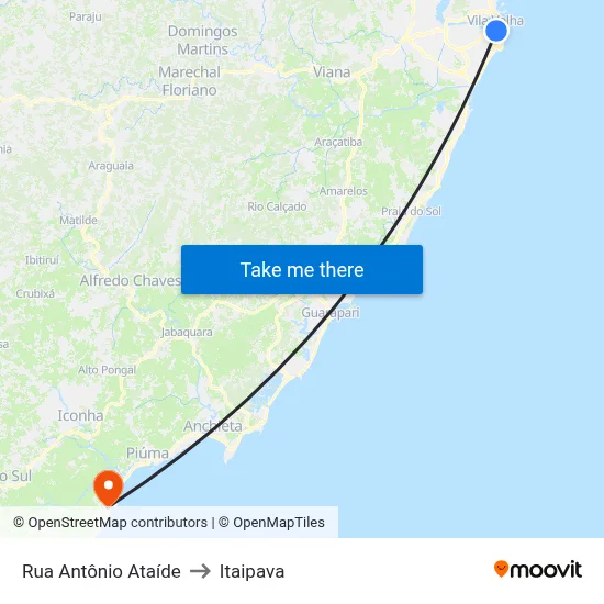 Rua Antônio Ataíde to Itaipava map