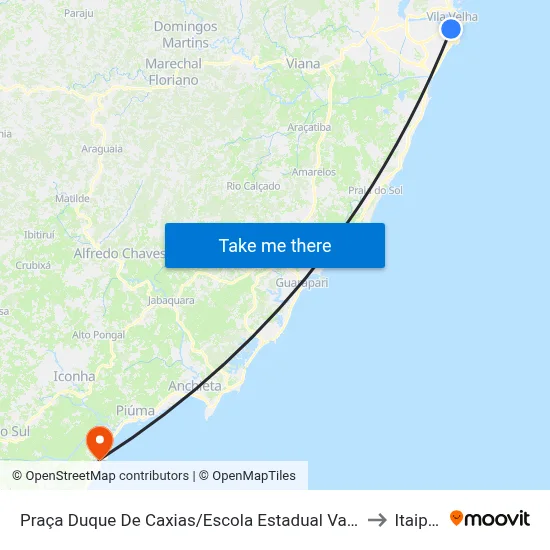 Praça Duque De Caxias/Escola Estadual Vasco Coutinho to Itaipava map
