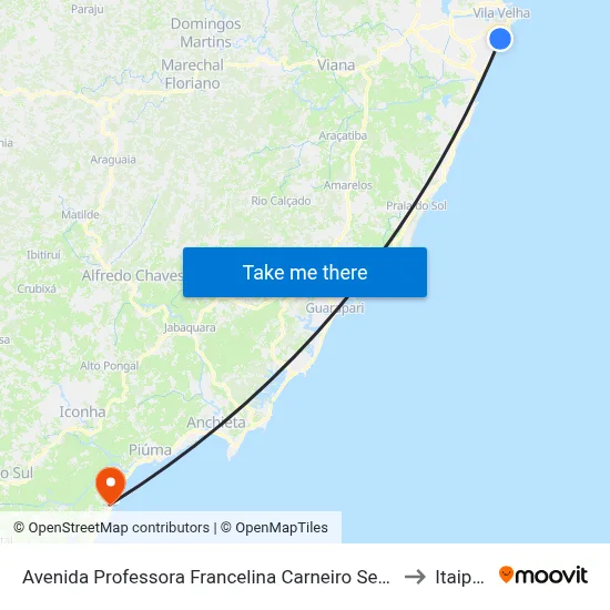 Avenida Professora Francelina Carneiro Setúbal, 1347 to Itaipava map