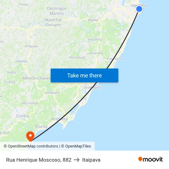 Rua Henrique Moscoso, 882 to Itaipava map