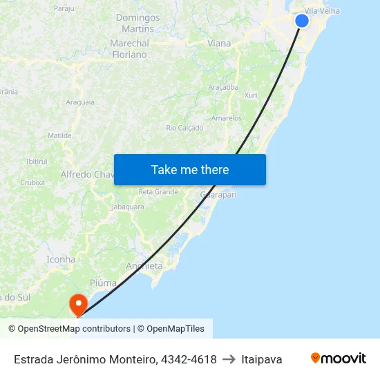 Estrada Jerônimo Monteiro, 4342-4618 to Itaipava map