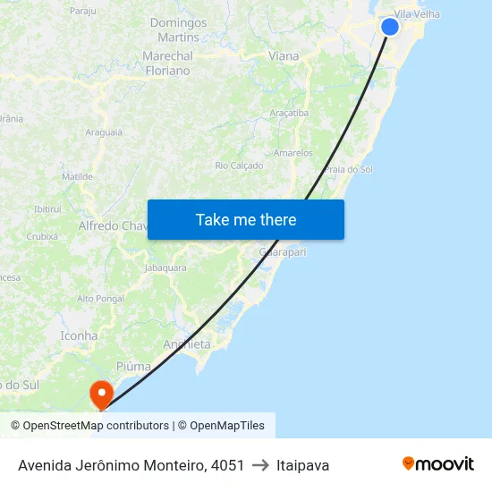 Avenida Jerônimo Monteiro, 4051 to Itaipava map