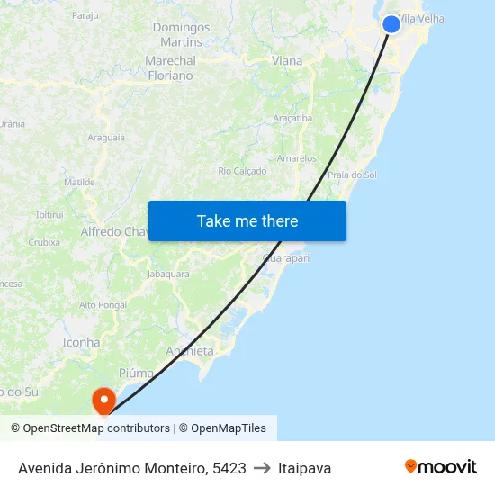 Avenida Jerônimo Monteiro, 5423 to Itaipava map