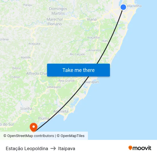 Estação Leopoldina to Itaipava map