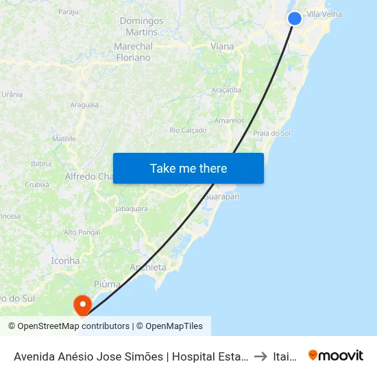 Avenida Anésio Jose Simões | Hospital Estadual De Vila Velha to Itaipava map