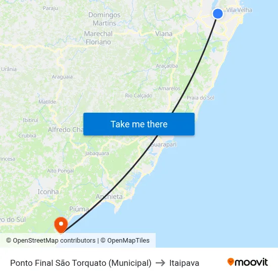 Ponto Final São Torquato (Municipal) to Itaipava map