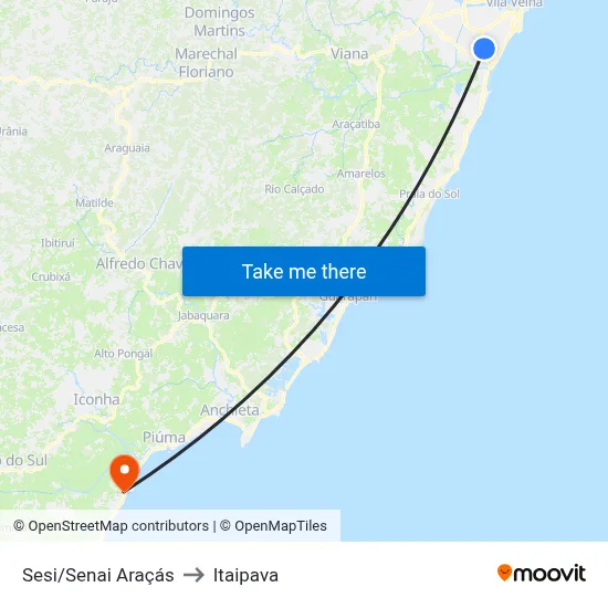 Sesi/Senai Araçás to Itaipava map