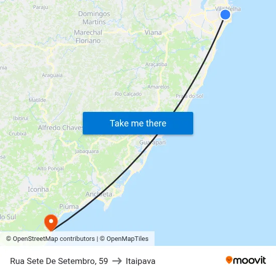 Rua Sete De Setembro, 59 to Itaipava map