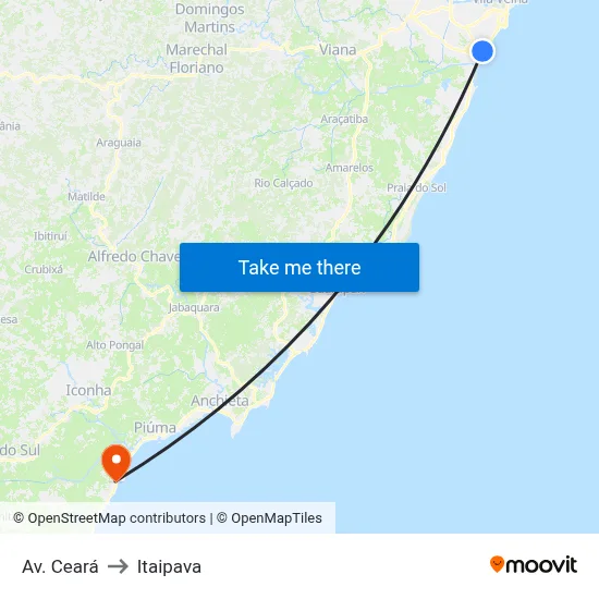 Av. Ceará to Itaipava map