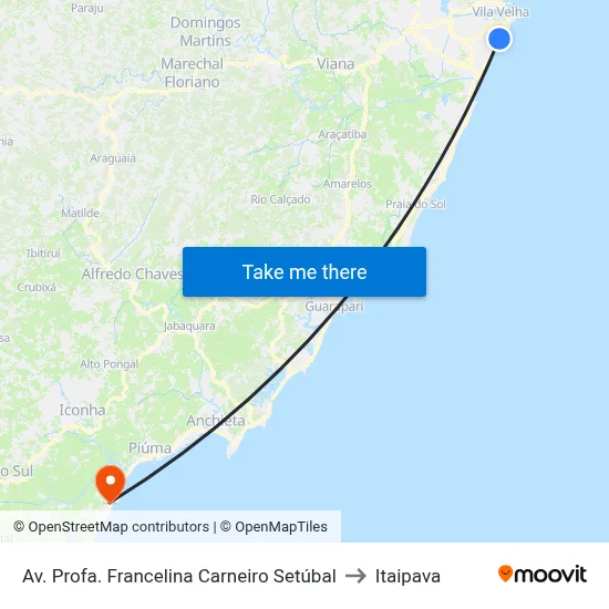 Av. Profa. Francelina Carneiro Setúbal to Itaipava map