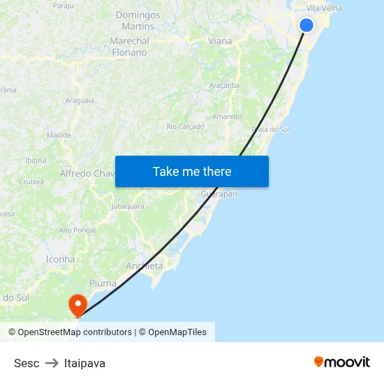 Sesc to Itaipava map