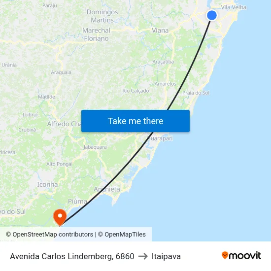 Avenida Carlos Lindemberg, 6860 to Itaipava map
