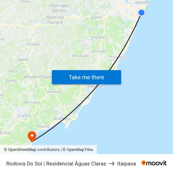 Rodovia Do Sol | Residencial Águas Claras to Itaipava map