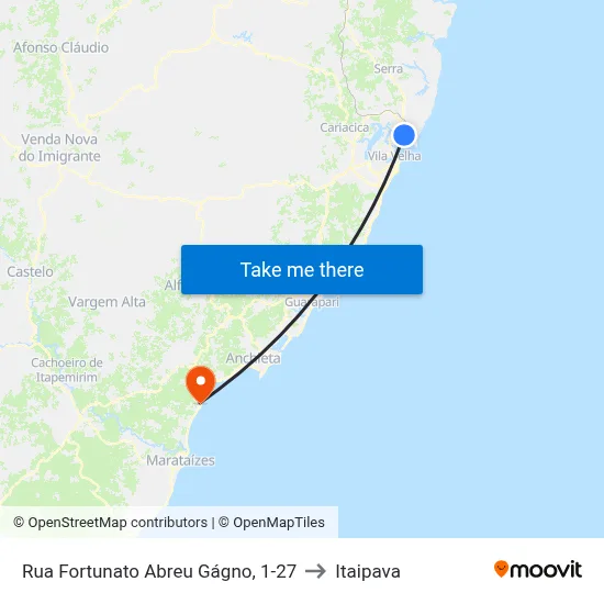 Rua Fortunato Abreu Gágno, 1-27 to Itaipava map