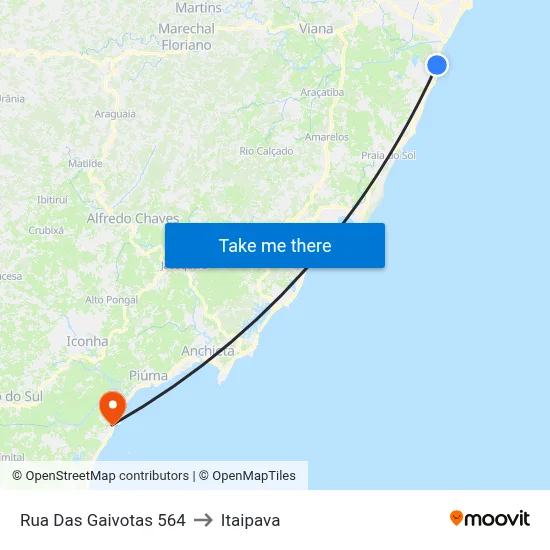 Rua Das Gaivotas 564 to Itaipava map