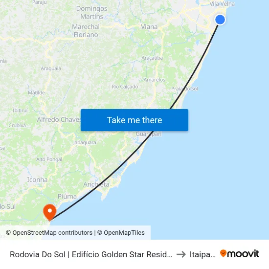 Rodovia Do Sol | Edifício Golden Star Residencial to Itaipava map