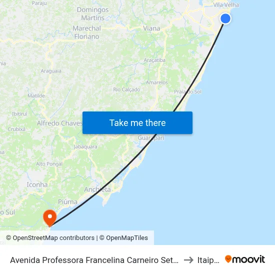 Avenida Professora Francelina Carneiro Setúbal, 731-751 to Itaipava map