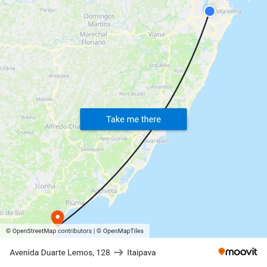 Avenida Duarte Lemos, 128 to Itaipava map