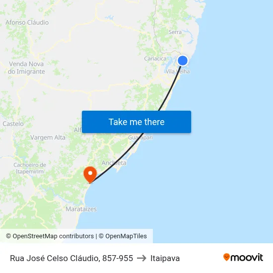 Rua José Celso Cláudio, 857-955 to Itaipava map